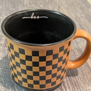 Checkered Black and Orange Mug